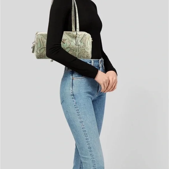 Prada Saffiano Leather Green Bauletto Bag - Picture 2 of 16